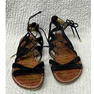 Sam Edelman Woman's Black Faux Suede Sandals Size 6.5 #56459